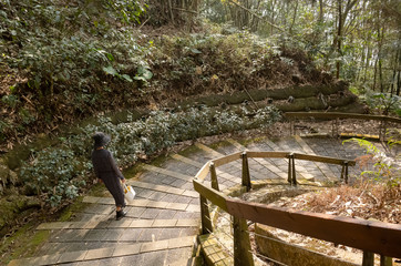 Asian woman traveling