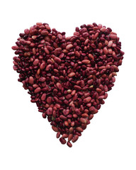 Fototapeta na wymiar Edible heart made of red beans isolated 