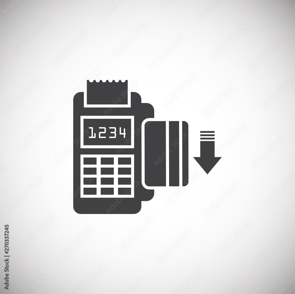 Poster pos terminal icon on background for graphic and web design. simple illustration. internet concept sy