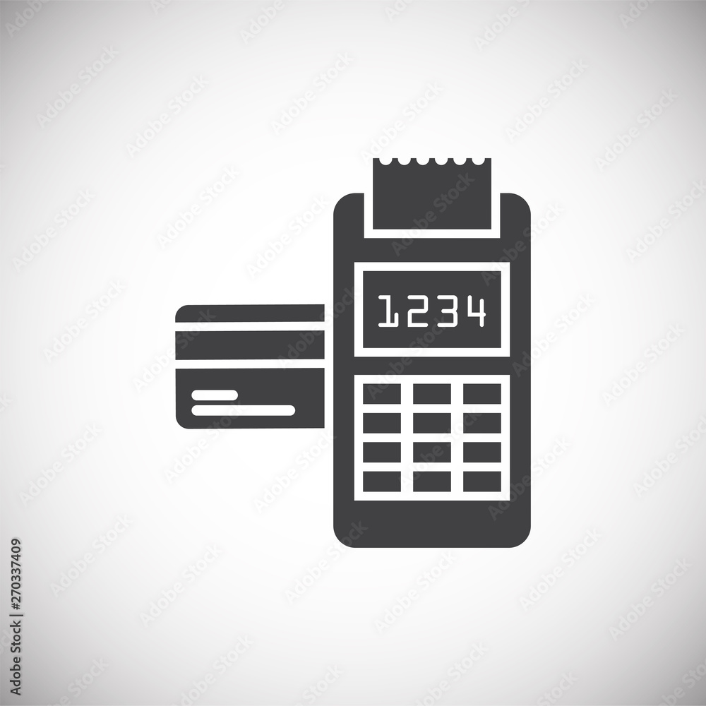 Poster pos terminal icon on background for graphic and web design. simple illustration. internet concept sy