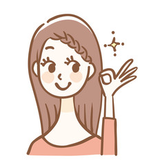 前髪　アレンジ　女性　OKサイン