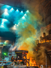 work process in metallurgical engineering at manufactory of steel plant  