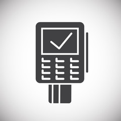 Fototapeta premium Pos terminal icon on background for graphic and web design. Simple illustration. Internet concept symbol for website button or mobile app.