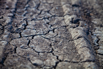 Dirty road in the countryside close up.