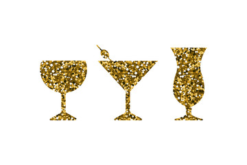 Gold abstract cocktail icons