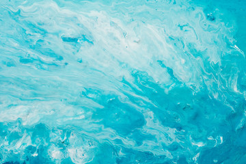 Abstract white blue paint background. Swirls lines on smooth surface. Liquid fluid current flowing. Color gradient texture.