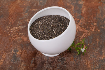 Dietary Chia seeds in the bowl