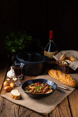 classic beef goulash with peppers and onions