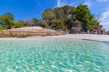 white beach with coral reef tropical sea in lipe island thailand