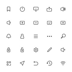 UI Icon set in line style for your mobile app design, UI/UX essential design or prototype