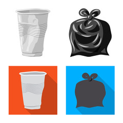 Vector design of dump  and sort sign. Set of dump  and junk stock symbol for web.