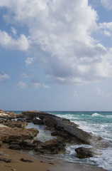 The stony coast of the Mediterranean Sea in Cyprus