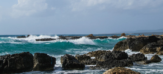 Mediterranean Sea during a storm in Cyprus