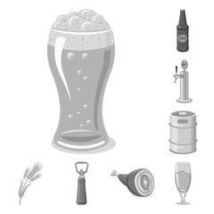 Vector design of pub and bar sign. Set of pub and interior stock vector illustration.