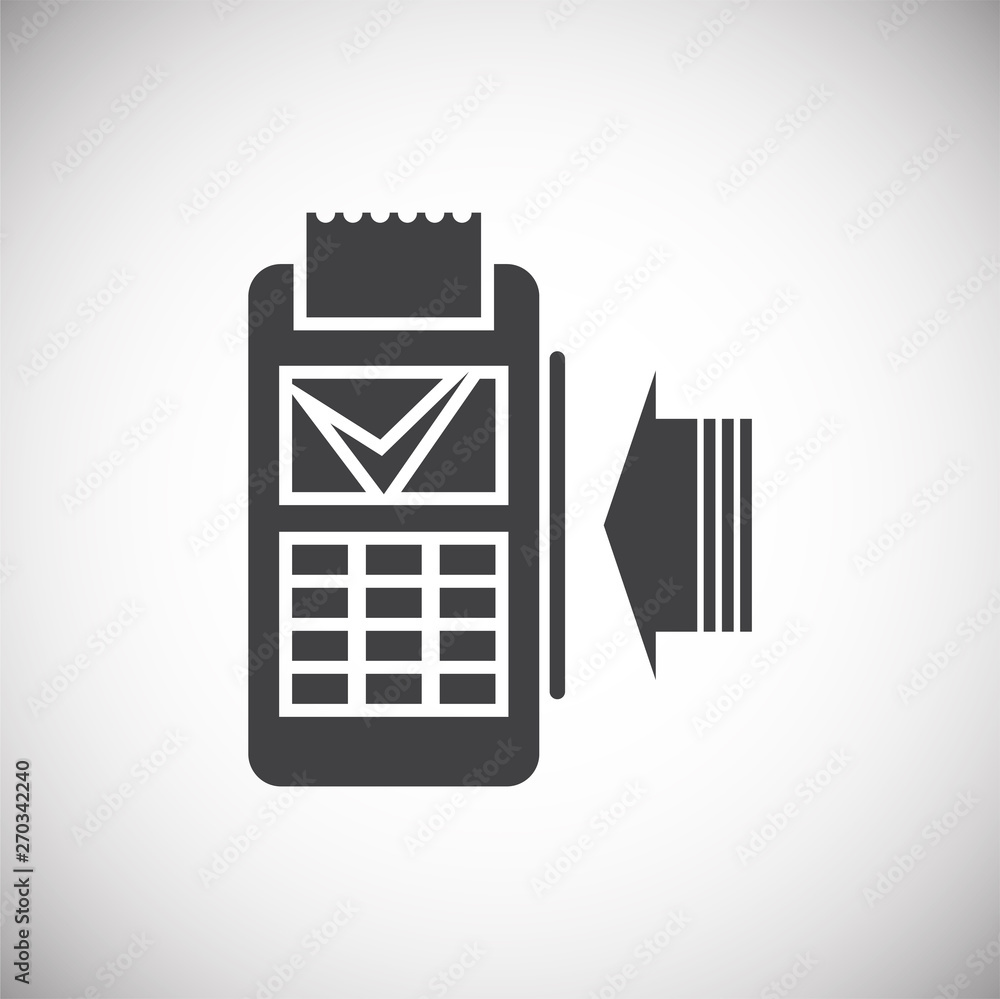 Poster pos terminal icon on background for graphic and web design. simple illustration. internet concept sy