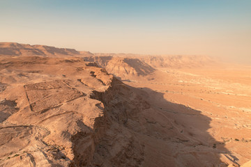 Fototapeta na wymiar Beautiful view on Judean Desert hills from Masada castle