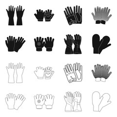 Vector illustration of glove and winter icon. Collection of glove and equipment vector icon for stock.