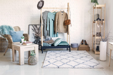 Stylish interior of female dressing room