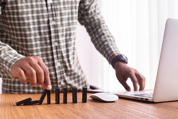 businessman doing a jigsaw, concept of business sucessful.