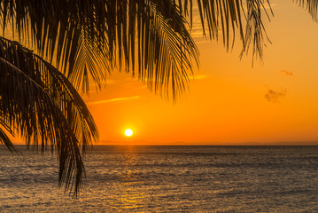 Naklejka na ściany i meble Sunset at the Nicaragua lake from Ometepe Island in Nicaragua