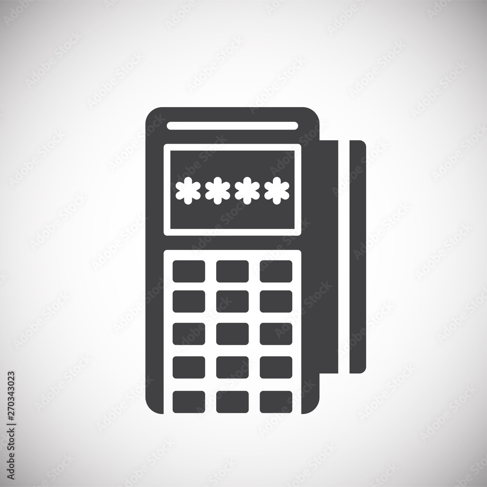 Poster pos terminal icon on background for graphic and web design. simple illustration. internet concept sy