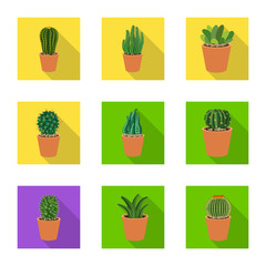 Vector design of cactus and pot logo. Collection of cactus and cacti stock vector illustration.