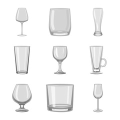 Vector illustration of capacity and glassware logo. Collection of capacity and restaurant stock vector illustration.