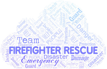 Obraz premium Firefighter Rescue Word Cloud. Wordcloud Made With Text.
