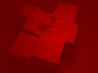 red cube background - 3d Render Illustration