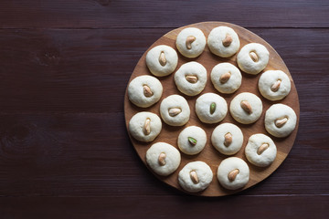 Eid eats. Cookies of El Fitr Islamic Feast. Ghorayeba sweets