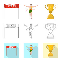 Isolated object of sport  and winner symbol. Collection of sport  and fitness  stock symbol for web.