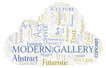 Obraz premium Modern Gallery word cloud. Wordcloud made with text only.