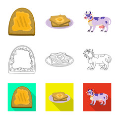 Isolated object of creamy and product icon. Collection of creamy and farm vector icon for stock.