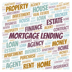 Mortgage Lending word cloud. Wordcloud made with text only.