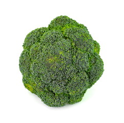 Broccoli isolated on a white background, top view.