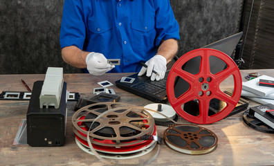 hand photographer digitize film slide 35mm for saving