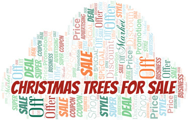 Christmas Trees For Sale Word Cloud. Wordcloud Made With Text.