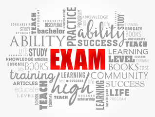 EXAM word cloud collage, education concept background