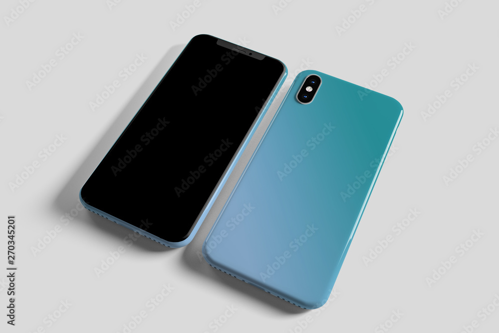 Poster smartphone screen and case mockup - 3d rendering