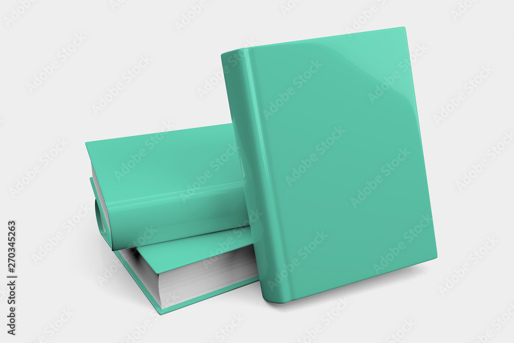 Poster mock up of a stack of book on a white background - 3d rendering