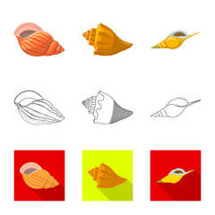 Vector illustration of animal and decoration icon. Set of animal and ocean stock vector illustration.