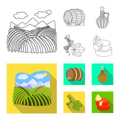 Vector illustration of farm and vineyard symbol. Collection of farm and product stock vector illustration.