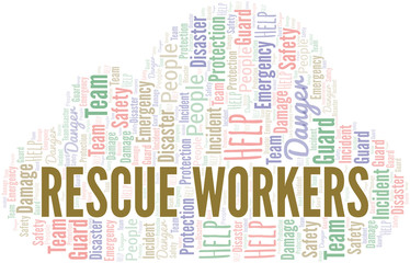 Rescue Workers Word Cloud. Wordcloud Made With Text.