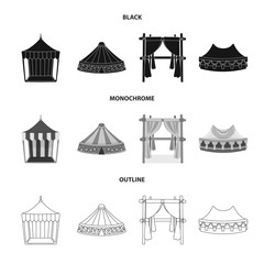 Isolated object of roof and folding symbol. Set of roof and architecture vector icon for stock.