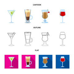 Vector illustration of liquor and restaurant symbol. Collection of liquor and ingredient stock symbol for web.