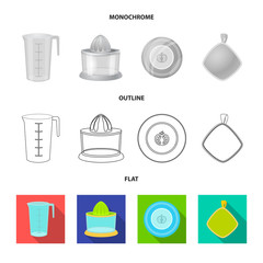 Isolated object of kitchen and cook symbol. Collection of kitchen and appliance vector icon for stock.