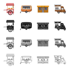 Isolated object of market and exterior symbol. Set of market and food stock vector illustration.