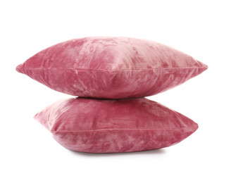 Soft pillows on white background