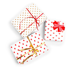 Beautiful gift boxes on white background