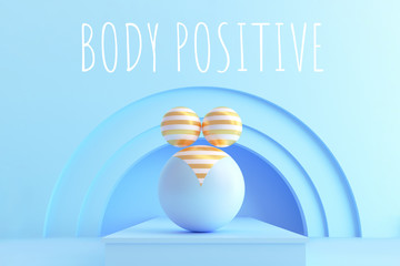 The concept art on the theme of body positivity. 3D illustration